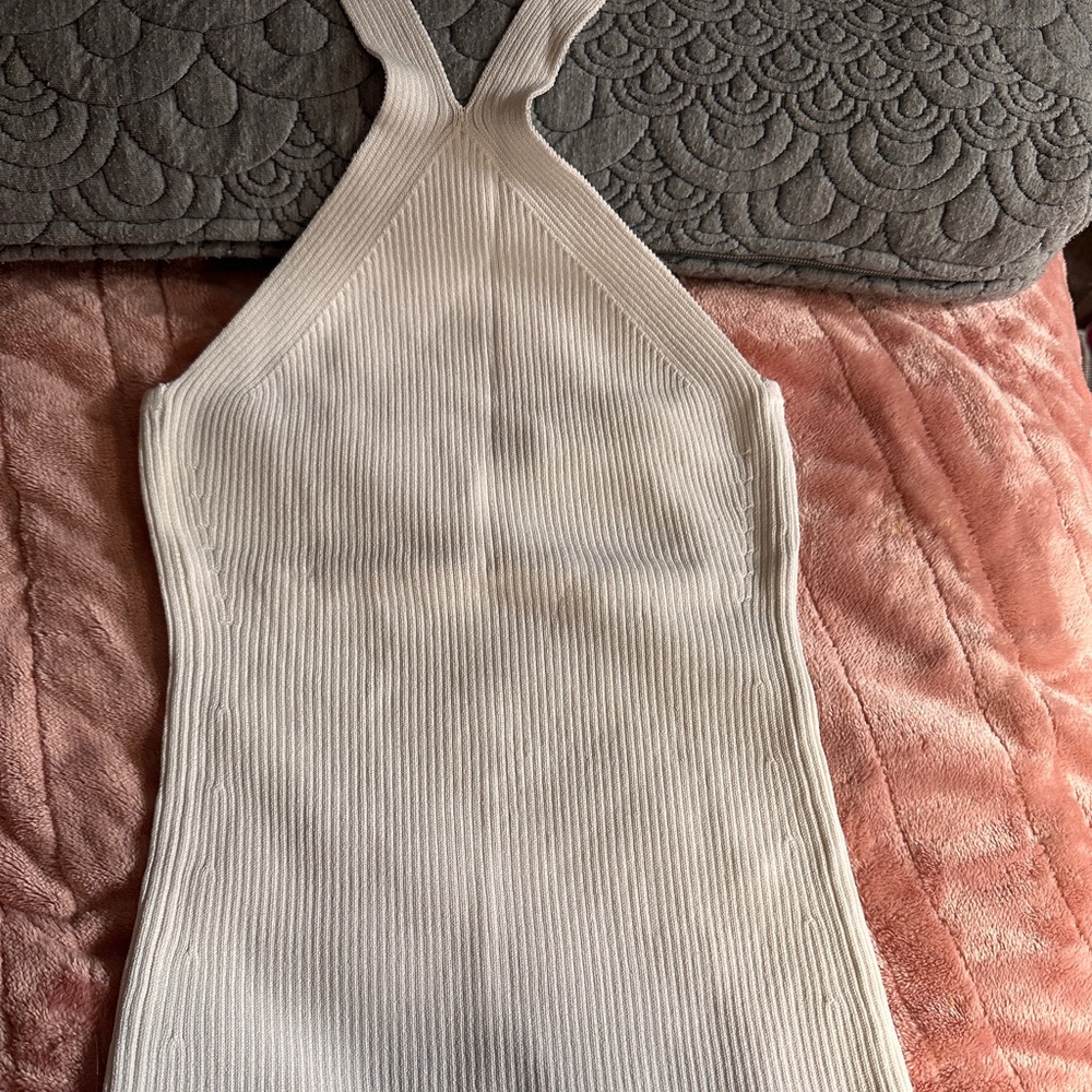 Vintage Y2K J.Crew White Ribbed Halter Top - XS